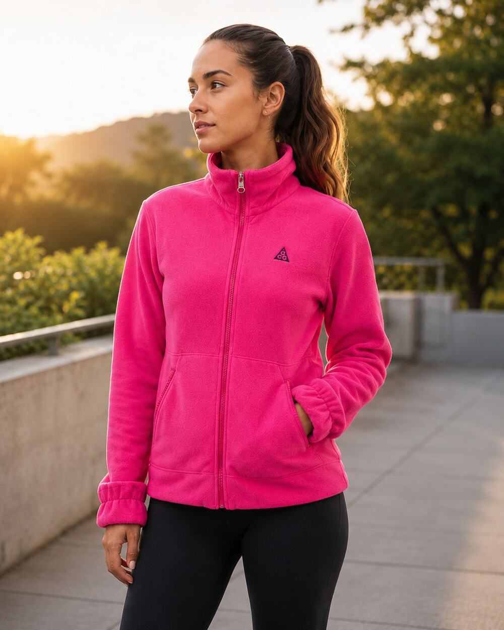 Nike ACG Therma Fleece Jacket Small Hot Pink Fuchsia Full Zipper Pockets